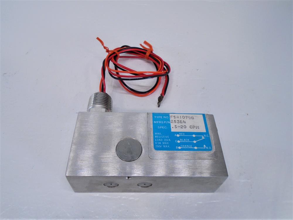 Gems Sensors Delaval Flow Switch, Type FS-10798, Part# 25364